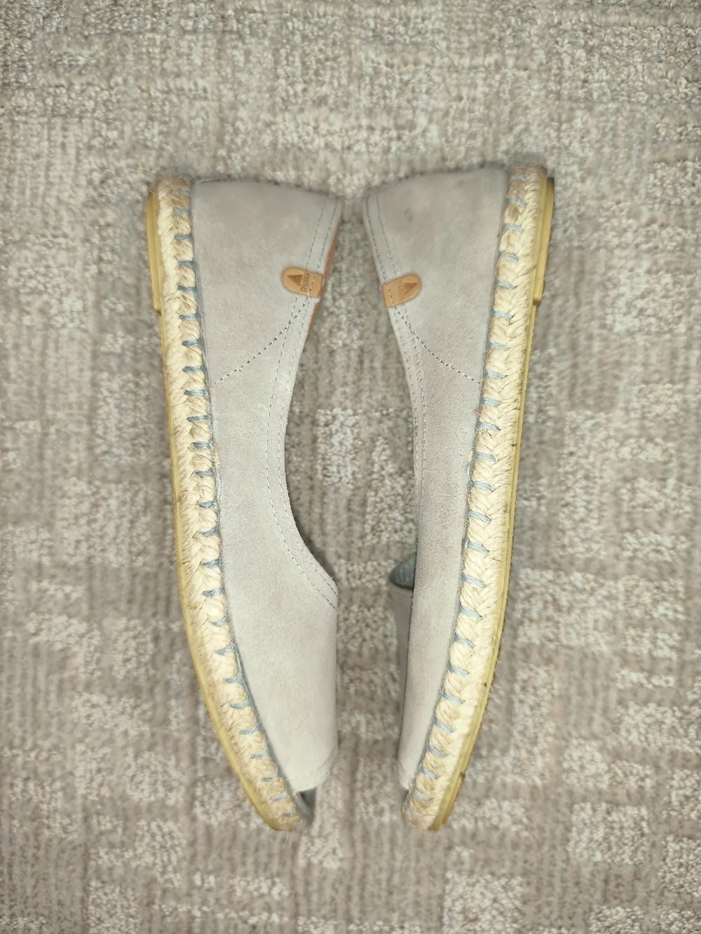 Verbenas Cruz Women's Gray Suede Peep Toe Espadrille Flats Shoes MadeIn Spain 39